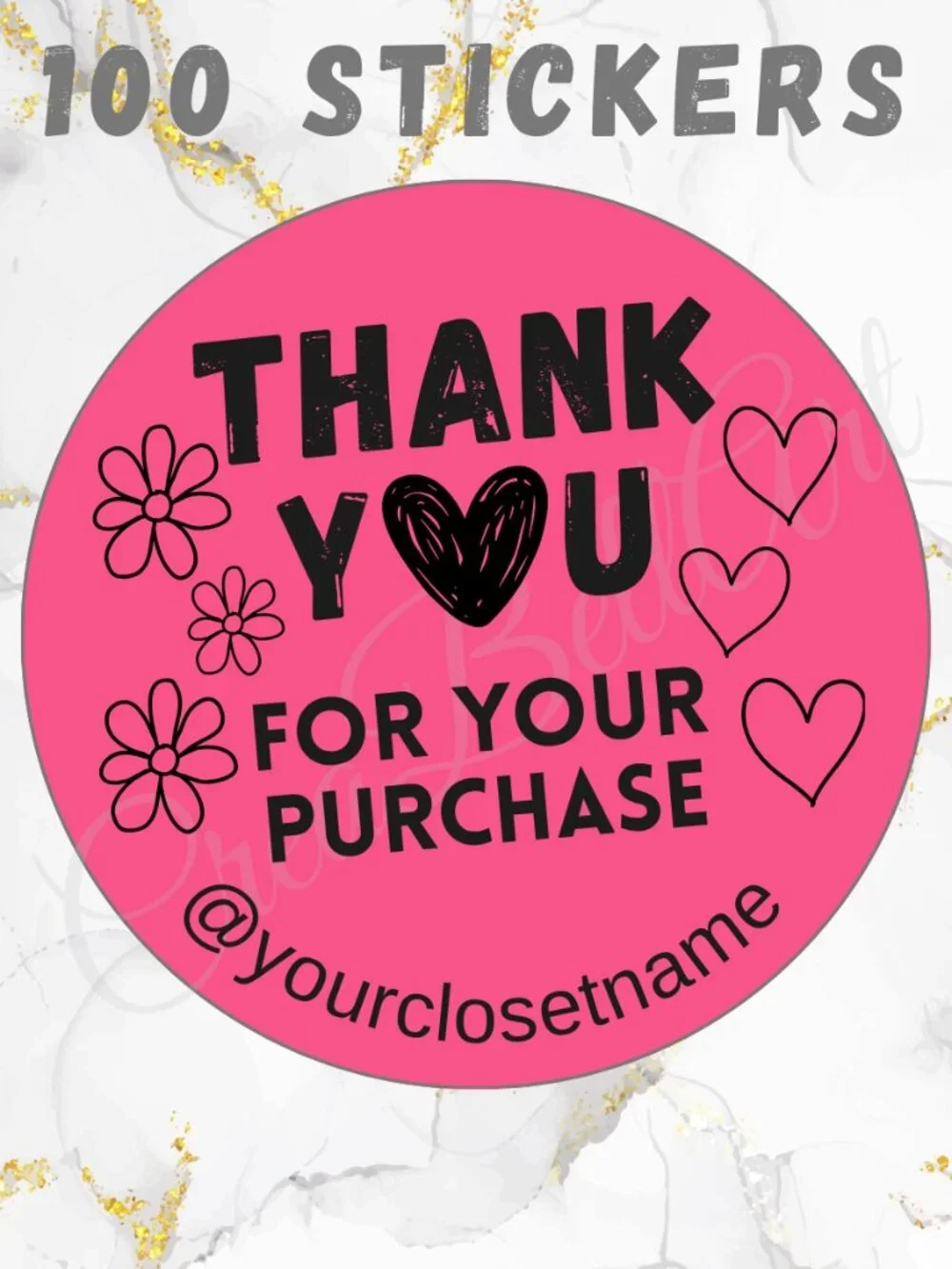 100 Thank you Stickers Thermal 2